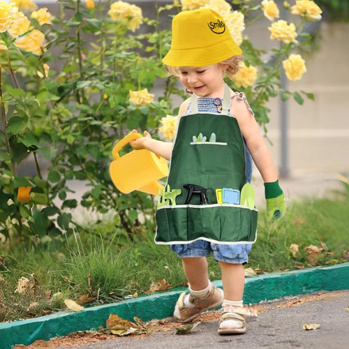 Kids Gardening Set, Garden Tools for Kids Include Rake,Fork,Trowel, Hat ,Watering Can,Gloves,Tote Bag,Plant pots, DIY Bookmark Kits for Toddler Boy Girl