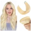 Tape in Hair Extensions Human Hair Bleach Blonde (40g 20pcs/pack) #613 Invisible Tape in Extensions Human Hair Straight Seamless Skin Weft Hair (14 Inch）