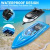 Wemfg RC Boat Remote Control Boats for Pools and Lakes, RH701 15km/h High Speed Mini Boat Toys for Kids Adults Boys Girls Blue