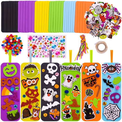 Taylrswtie 36 Sets Cute Crafts for Kids Foam DIY Halloween Bookmarks Craft Kit,Halloween Fall Craft Kits DIY Party Favors for Kids Classroom Activities