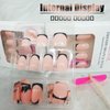 48Pcs Black French Tips Press on Nails and Toes Nails with Simple Design, Glossy Nude Medium False Nails Gel Glue on Nails, Manicure Art Acrylic Fake Nails Stick on Nails for Coquette Women Girls