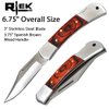 Rtek 3.75" Spanish Brown Wood Handle Pocket Knife, Lockback Traditional Folding Knife for Outdoor, Survival, EDC, Camping, and Every Day Carry, Gifts for Men