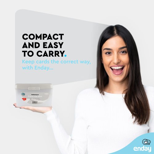 Index Card Holder Grey, 3x5 Note Flash Card Organizer Case, Stackable Index Card File with flip top, Notecard Recipe Purple, Red, Green, Blue, Grey, Pink Holder, Holds 250 Cards – By Enday