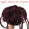 HOOJIH Messy Bun Hair Piece, Super Long Tousled Updo Hair Bun Extensions Wavy Hair Wrap Ponytail Hairpieces Hair Scrunchies with Elastic Hair Band for Women HB007 Grace - Wine Red