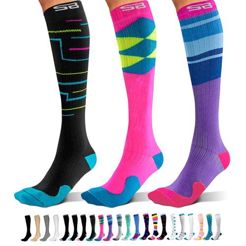 SB SOX 3-Pair Compression Socks (15-20mmHg) for Men & Women – Best Socks for All Day Wear! (L/XL, 06 – Multi-color)