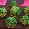 Poludie Dice DND, Polyhedral Dice Set(7 Pcs) D&D Dice with Leather Dice Bag for Dungeons and Dragons Role Playing Dice Games RPGs(Druid - Green)