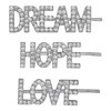 Lux Accessories Silvertone DREAM HOPE LOVE Crystal Rhinestones Fashion Clips