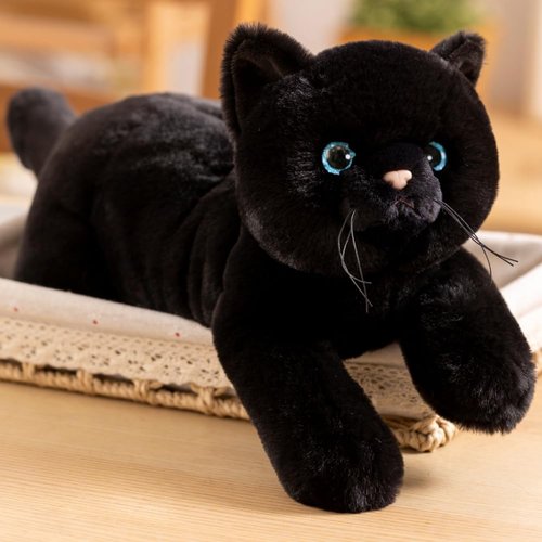 SNOWOLF Cat Stuffed Animals Plush Toy, 20" Realistic Black Cat Plushie Kawaii Toys Soft Cat Kitten Doll Gift for Boys Girls Birthday Christmas