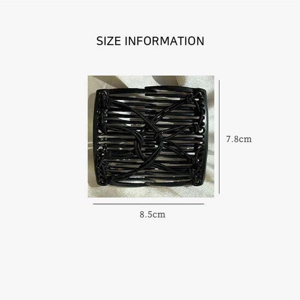 Black Adjustable Elastic Hair Comb,Stretchy Double Comb Hair Clip, No Crease Hair Pins Double Slides Hairpins Combs Women Hair Styling Accessories, Styling Tools and Appliances