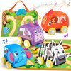 Vanmor Baby Car Toys for 12 Month Old Toys, Musical Playmat with 4 Animal Soft Pull-Back Vehiclefor 1 Year Old, Soft Baby Learning Toys 12-18 Months, 1st Birthday Xmas Gift for Toddlers