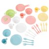 KidKraft 27-Piece Pastel Cookware Set, Plastic Dishes and Utensils for Play Kitchens, Gift for Ages 18 mo+