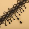 Xerling Floral Black Lace Choker with Crystal Beads Tassel for Women Short Necklace Flower Grunge Necklace Halloween Costume Jewelry