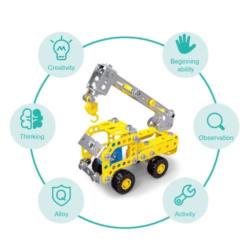 Ferthor Fun 7 in 1 STEM Toys,Erector Set for Boys Age 8-12,Learning Engineering Kids Building Blocks Model Kits,Metal Construction Toys for Kids 8 9 10 11 12+ Year Old(180PCS No Motor)