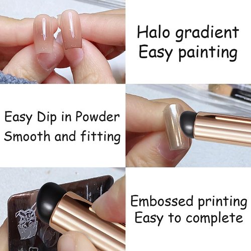 2 Pcs Silicone Nail Art Brushes,Reusable Nail Brushes For Nail Art Silicone Jelly Head Nail Brushes For Women Lip Lipstick Concealer Makeup Brush Nail Glitter Gradient Shading Manicure Tools