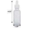 1 oz Frosted Clear Glass Boston Round Bottle with White Dropper (4 pack) + Funnel