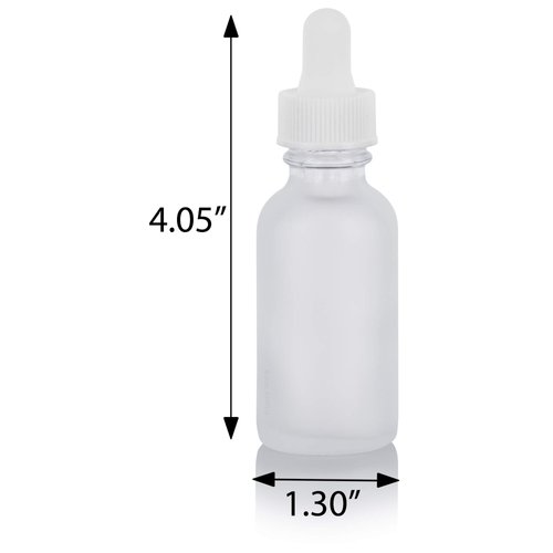 1 oz Frosted Clear Glass Boston Round Bottle with White Dropper (4 pack) + Funnel