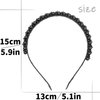 Doneace Pearl Headband Black Pearls Rhinestones Hairbands Fashion Sparkly Beaded Headbands Bridal Hair Hoop Party Wedding Hair Accessories for Women Girls 1PCS