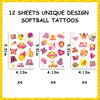 Serencatcher 144 Pcs Softball Temporary Tattoos for Girls, Softball Baseball Party Favors Tattoos Stickers Waterproof for Softball Birthday Party Decorations Softball Gifts Sports Club Team Rewards