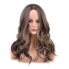Vieuinaux Brown Mixed Ash Blonde Long Wigs for Women,20inch Wave Curly Middle Part Synthetic Hair Wig Daily with layered