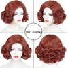 Brown 1920s Wig Women, Auburn Short Curly Wig Finger Wave Wig Roaring 20s Vintage Flapper Wig Lady Rockabilly Synthetic Hair Wig + Wig Cap for Halloween Costume Party Cosplay
