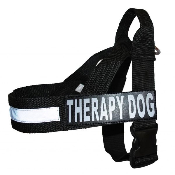 THERAPY DOG Nylon Service Dog Harness No Pull Guide Assistance comes with 2 reflective THERAPY DOG removable patches. Please measure your dog before ordering.