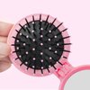2 Pieces Folding Travel Mirror Hair Brushes, Pocket Hair Comb, Hair Brush with Mirror, Round Mini Hair Brush for Women and Girls (Pink)