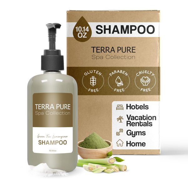 Terra Pure Shampoo | Spa Collection | Hotel Amenities in Pump Bottle | 10.14 oz. / 300 ml (Single Bottle)