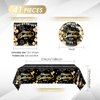 41Pcs Black and Gold Birthday Decorations,Happy Birthday Party Supplies Disposable Tableware Set Black Gold Birthday Paper Plates Napkins Tablecloth丨Happy Birthday Decorations for Men Women,Serve 20