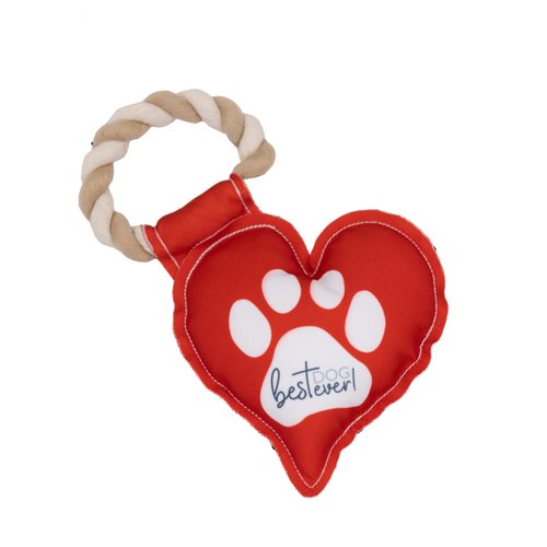 Pavilion - Best Dog Ever! - 9.5" Heart Puppy Dog Toy with Rope Handle K-9 Furry Companion Valentine's Day Gift Christmas Birthday Present