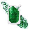 Holographic Face Glitter Gel Body Shimmer Makeup for for Hair, Face, Clavicle, Arm, Nail, Eyeshadow, Long Lasting Waterproof Party Glitter for St. Patrick's Day, 1.35oz (Grass Green #16)