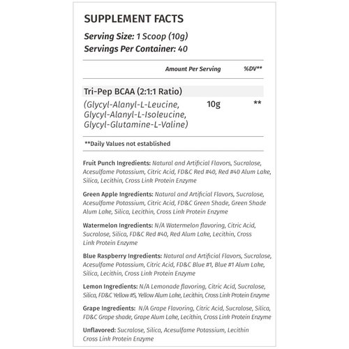 Metabolic Nutrition | TRIPEP - Tri-Peptide Branch Chain Amino Acid, BCAA Powder, Pre Intra Post Workout Supplement | Watermelon, 400 Grams (40 Servings)