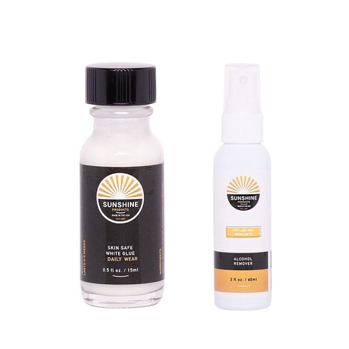 Sunshine Daily Wear White Glue Hair Replacement Adhesive - 0.5oz + Fast Acting Wig Glue Remover - 2oz