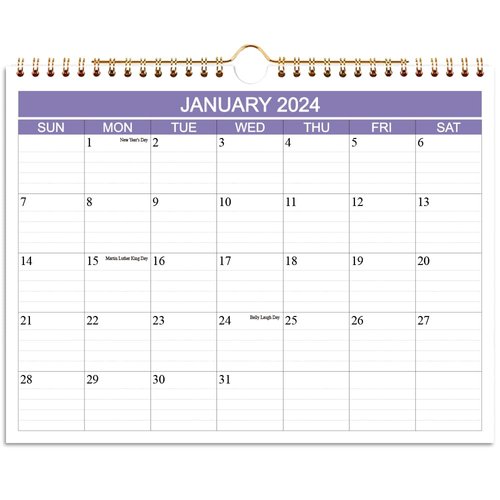 Calendar 2024-25 - Wall Calendar Runs from January 2024 - June 2025, 18 Months 2024-2025 Calendar with Thick Paper for Planning and Organizing for Home or Office, 8.5 x 11 Inches, Purple