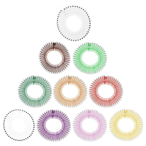 LALAFINA Stretch Plastic Comb Headband - 13pcs Flexible Circular Combs for Hair Ornaments and Wraps for Women and Girls
