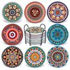 AODINI Coasters for Drinks, Set of 8 Absorbent Stone Coasters for Wooden Table, Mandala Ceramic Coasters with Cork Base, Gift for Housewarming Birthday and Family - Great Home and Dining Room Decor