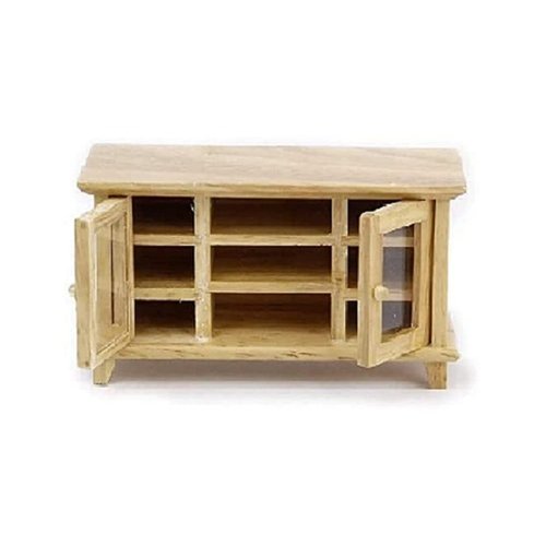 Miniature TV Cabinet Dollhouse Wooden Furniture Mini Accessories 1:12 Scale Mini Room Decoration Model Storage Cabinet Hobby Handcraft Gift (Wood color)
