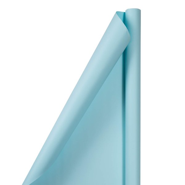 JAM Paper Gift Wrap - Matte Wrapping Paper - 25 Sq Ft (30 in x 10 Ft) - Matte Light Baby Blue/Pool Blue - Roll Sold Individually