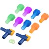 Skylety 8 Pieces Bite Valve Replacement Silicone Mouthpieces for Most Brands with 2 Pieces Shut Off Valve and Tube O Ring for Hydration Pack Bladder (Green, Orange, Blue, Purple)