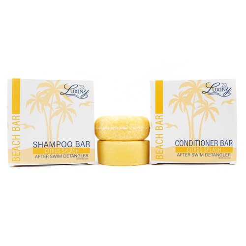 Bar Shampoo and Conditioner for Hair, by Luxiny, Made in USA Shampoo and Conditioner Bar Set - 1 Sulfate Free Shampoo Bar, 60g & 1 Moisturizing Conditioner Bar, 50g – All Hair Types (Citrus Splash)