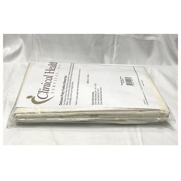 Deluxe Poly Cotton Massage 3 Piece Sheet Set-(Color=Natural)