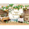 Greenery Happy Birthday Party Decorations Balloon Set,with Eucalyptus Leaves Backdrop Banner,Sage Green Gold Balloon Garland Kit Arch for Girl Women Safari Jungle Birthday Party Supplies (Greenery)