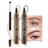 Kaely 2Pcs Light Dark Brown Microblade Eyebrow Pen with Brush,Magical Precise Waterproof Brow Pen,Suake Eyebrow Contouring Pen,4 Tip Eye Brow Pencils for Women,Creates Natural Brows,Sponge Head 01+02