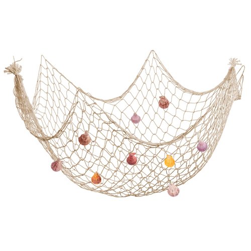 Raeasily Fish Net Wall Decor with Shells - Fishing Net Decorative Nautical Mediterranean Style Cotton Photo Hanging Display Frame for Christmas Birthday Party Decorations Ornaments 79 x 40 Inch