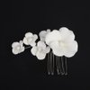 Rumtock White Flower Hair Comb for Wedding Brides Cute Silver Hair Piece for Women Special Occasion