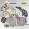 WeeSprout Unisex Organic Towel Cotton Burp Cloths, Set of 4, Four Ultra-Absorbent Layers Keep Clothes Dry, Button Transforms into Baby Bib, Machine Washable & Dryer Safe (Neutral Set, Full)