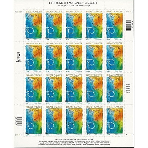 USPS Help Fund Breast Cancer Research Fund the Fight. Find a Cure. (Sheet of 20) Semi-Postal US First-Class Mail Postage Stamps 1998 Scott #B1
