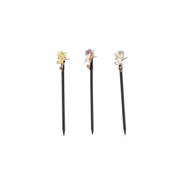 3Pcs Chinese Traditional Flower Hair Sticks,Antique Wooden Hairpins Simple Jade Buckle Hair Sticks Classical Hanfu Hair Accessories for Women Girls