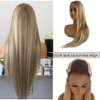 Highlight Lace Closure Wig Human Hair, Highlights Ombre Ash Brown to Beige and Plaitnum Blonde Lace Front Straight Wigs 9A Brazilian Vigin Hair Glueless Lace Front Wigs Pre Plucked Hairline for Women
