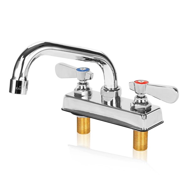 Commercial Bar Sink Faucet 4 Inch Center Deck Mount Bar Sink Faucet 2 Hole Brass Constructed & Chrome Polished with 6" Swivel Spout & Dual Lever Handles