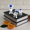 4PCS Astronaut Figurine, Blue Astronaut Figure Toy Desktop Ornaments Resin Outer Space Birthday Cupcake Spaceman for Kids Party Funny Gift, 3PCS Astronaut and 1PCS Keychain, Desk Decor, Shelf Decor